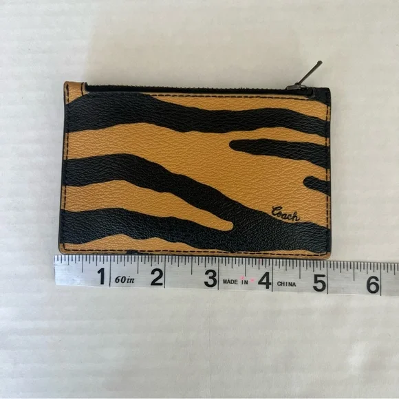 Coach card holder wallet Honey/Black/Red Printed Coated Canvas / Refined Pebble - Picture 4 of 5